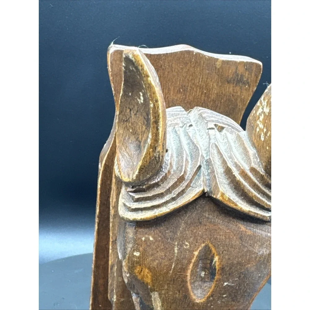 VTG Hand Carved Wood Horse Head Bookend Western Rustic Decor Cowboy Equestrian